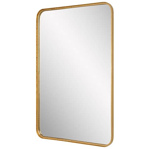 rectangular mirror with rounded edges.